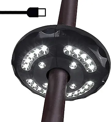 LED Patio Parasol Outdoor Light Garden USB Rechargeable Cordless Umbrella Pole • £24.39