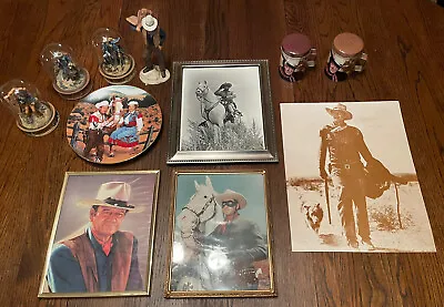 3 John Wayne Franklin Mint Figures / Cowboy Lot / Plate / Lone Ranger Pictures • $51.15