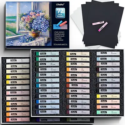 Soft Pastel Set 72 Colours:  Chalk Pastels Including 4 Fluorescent Effects & 6 P • £31.77