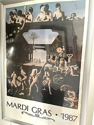 Vintage 1987 Rare Raymond Douillet Surreal “Mardi Gras” Art Poster • $124.99