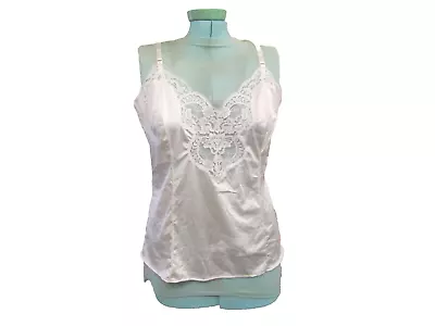 VINTAGE WOMEN'S White CAMISOLE SLIP TANK TOP LACE Wonder Maid - SIZE 38 • $8.99