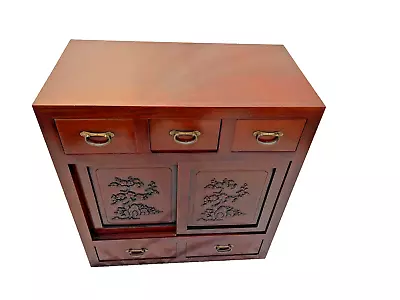 Japanese Tansu Style  Chest Cabinet Five Pass Through Drawers Sliding Doors • $1046.50