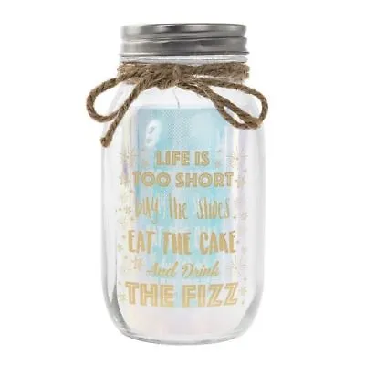 LED Light Up Firefly Glass Fairy Mason Jar Birthday Gift Life Is Too Short • £9.99