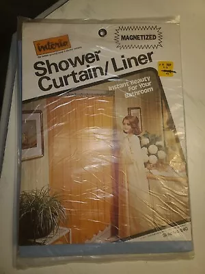 NEW Vintage 1978 Interio Blue Plastic Shower Curtain / Liner Rare! • $29.99