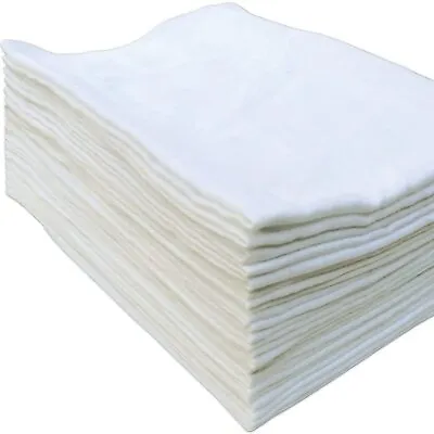 12x White Muslin Squares 100% Cotton Baby Soft Swaddle Cloths Nappy Bibs 50x50cm • £15.81