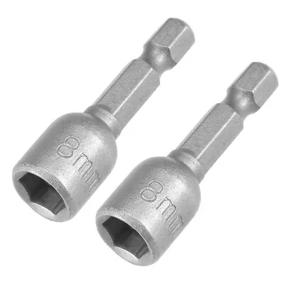 2 Pcs 1/4  Quick Change Shank Cr-V 8mm Magnetic Nut Setter Sand Blasting • $6.73