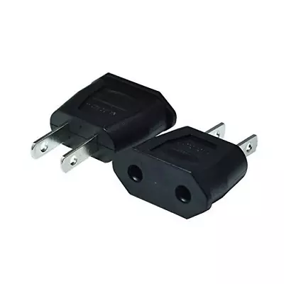 Socket Plug Adapter Europe EU Euro To US Travel Charger AC Power 2PCS Black  • $10.69