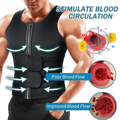 Men Sauna Suit Sweat Vest Waist Trainer Neoprene Shirt Weight Loss Body Shaper • $6.99