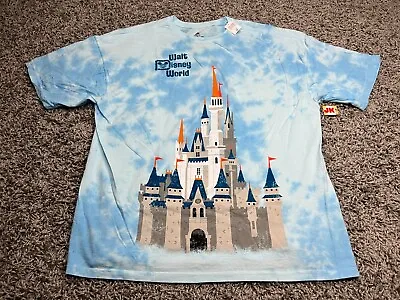 NEW Walt Disney World Shirt Adult Large White Blue Castle Mickey Parks Tie-Dye • $27.99