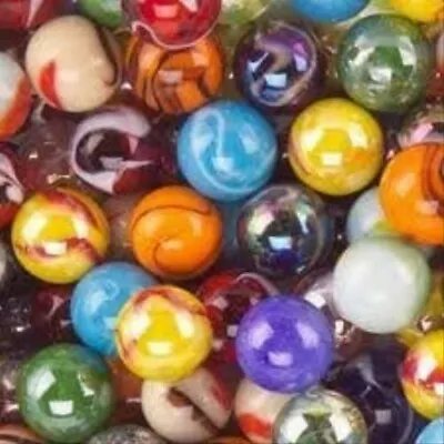Set Of 24 - Glass Shooter Marbles - Size 1 Inch (25mm) - Assorted Colors • $21.99