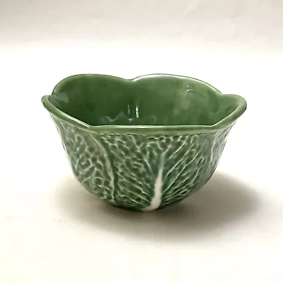 Olfaire Majolica Green Cabbage Leaf Small Bowl Portugal Vintage Glazed 3  Tall • $23.99