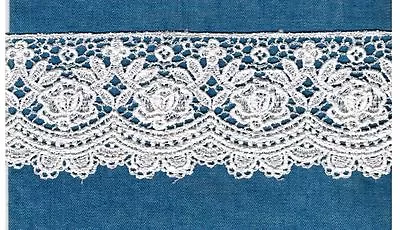 Stunning Rose Scalloped Venise Lace Trim Bridal Satin Rayon By Yard 3  #1672 • $6.49