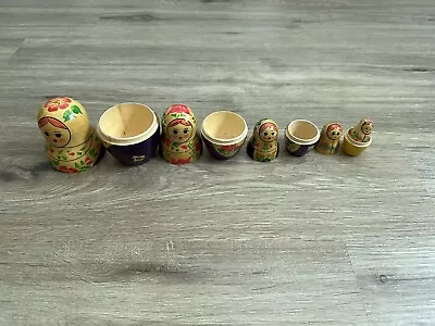 Vintage Russian Matryoshka Babushka Hand Painted Handmade Wood Nesting Doll Set • $34.99