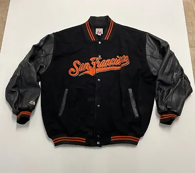 Vintage San Francisco Giants Majestic Varsity Jacket Wool Leather Size XXL Used • $99.95