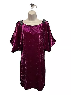 Aidan Mattox Size 4 Velvet Cocktail Dress $195 Dolman Mini Bling Cold Shoulder • $19.47