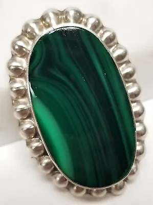 Vintage Calderon Atachi Malachite Sterling Silver Pendant / Brooch Mexico TC-84 • $44