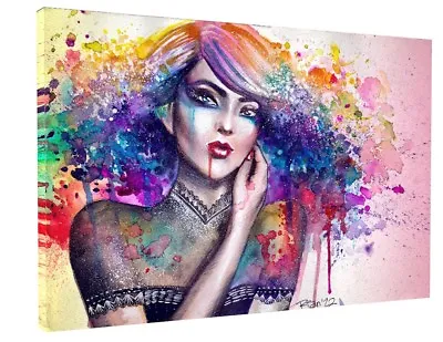 Abstract Woman Colourful Canvas Picture Wall Art  • £28.15