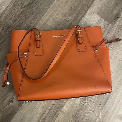 Michael Kors Voyager Textured Crossgrain Leather Tote Bag - Orange 30H7GV6T9L • $75