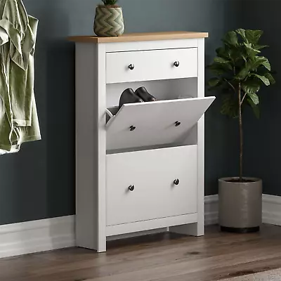 Shoe Rack Shoes Storage Cabinet Wooden Stand Cupboard Unit 3 Drawer Organiser • £65.99