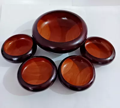 Vintage 1976 Adirondack Wooden Salad Bowl Set Hand Made In Haiti • $30