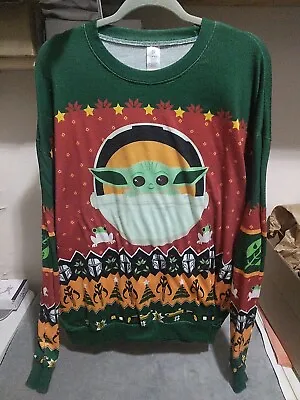 Starwars Baby Yoda Grogu Ugly Christmas Sweater Colorful Size XL Extra Large • $17.49