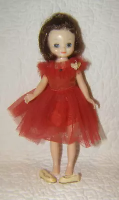 VINTAGE BETSY McCALL: 7 1/2  Doll With Red Dress & Tan Slippers • $64.99