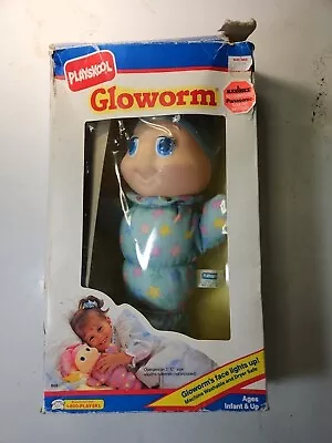 Vintage 1988 Playskool Gloworm W/ Blue Stars PJ Light Up Plush Original Box  • $75