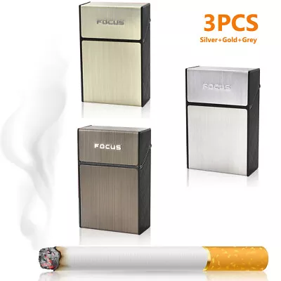 3PCS Aluminum Metal Cigarette Case Holder Box Dispenser Storage Container Box • $17.09