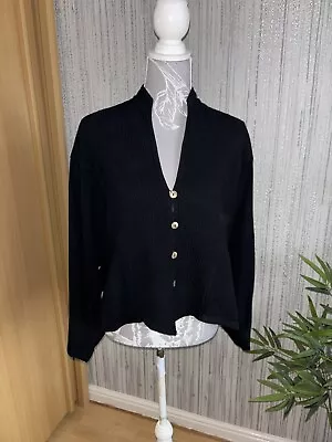 HAMPSTEAD BAZAAR Ladies Black Cardi Jacket One Size Approx 16 Lagen Look • £39.99