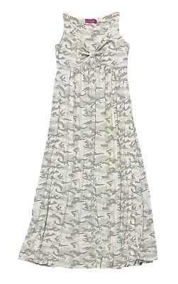 Melissa Masse Medium  V NECK MAXI DRESS Sage Camo JERSEY Made In USA  Sleeveless • $19.99