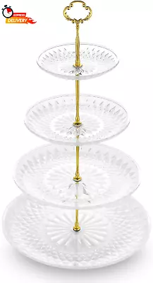 3/4Tier Cupcake Stand With Crystal Clear Plastic Plates And Metal Struts Desser • $27.05