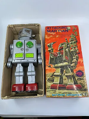 Vintage Japan Amico Battery Operated Attacking Martian Tin Robot Japan Works • $1499