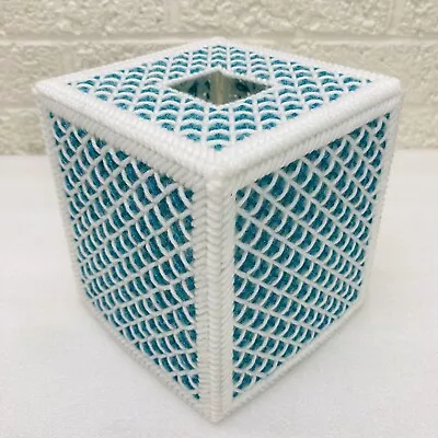 VTG‼ Crochet Blue & White Kleenex Facial Tissue Box Cover 1980s • VGUC‼ • $14.95