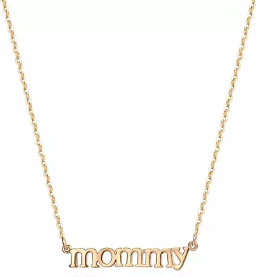 Gold Dainty Mom Necklace14K Gold Plated Cute Tiny Mama Personalized Name Charm  • $28.03