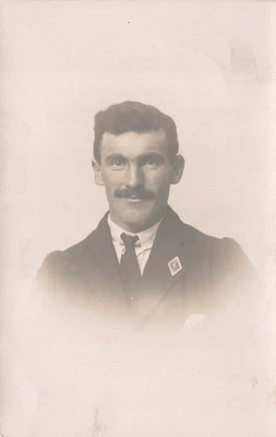 £12 • Buy Mr G Storrie Man Moustache Badge On Jacket Studio Postcard