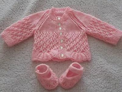 £6.95 • Buy Sweet Little Hand Knitted  Girls Clothes Cardigan For 0-3month Baby Reborn Doll