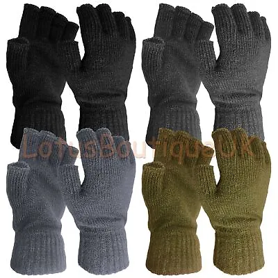 Thermal FINGERLESS GLOVES Unisex Mens Women Knitted Warm Winter Half Finger COZY • £3.69