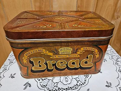Vintage 1977 Ballonoff Tin Wheat Heart Bread Box - Brown • $60