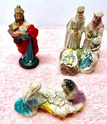 3- Vintage Tiny Miniature  Christmas Nativity Figurines • $7.49