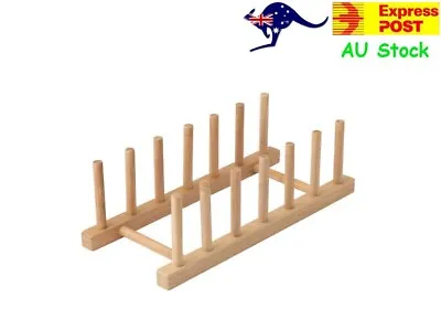 IKEA OSTB Plate Holder Bamboo Wooden Dish Rack Stand Pot Lid Kitchen Drainer • $18.99