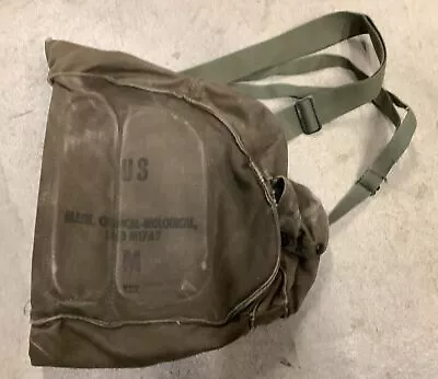 Vintage US Military Issued M17A2 Gas Mask Bag Canvas Chemical Biological Green • $12.95
