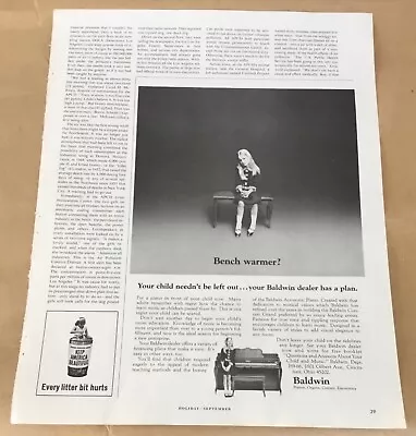$5.50 • Buy Baldwin Acrosonic Piano 1966 Original Vintage Print 1960s Retro Music Girl Bench