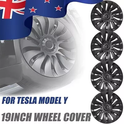 Set Of 4 Wheel Covers 19 Inch Rim Hubcap Hub Caps Matt Black For Tesla Model Y • $198.99