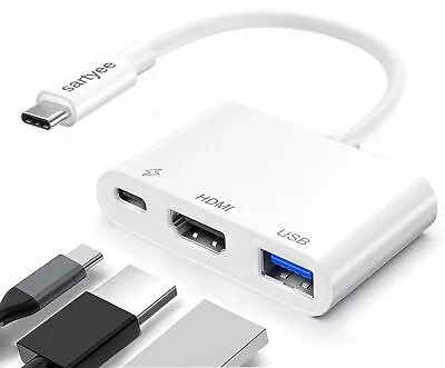HDMI 4k Adapter For IPhone 15 3 In 1 USB C 3.0 Hub Digital AV Adapter Fast C... • $18.30