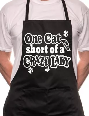 One Cat Short Crazy Lady BBQ Cooking Funny Novelty Apron • £9.99