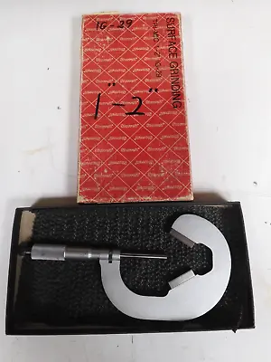 Starrett 1-2 /.0001  - Model 483 - V-anvil/3 Fluted Micrometer W/ Case - PM35 • $199.98