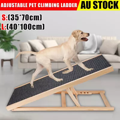 Pet Dog Ramp Adjustable Height Heights Bed/Sofa Car Cat Dogs Stairs Foldable OZ • $55.25