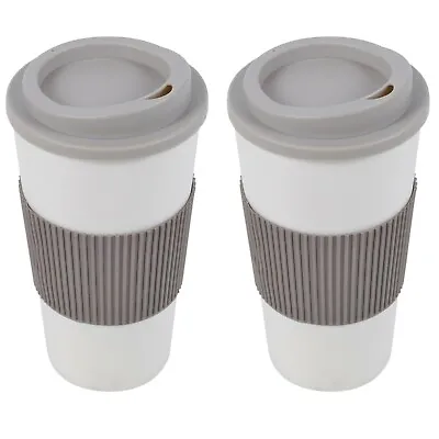 £6.49 • Buy 450ml Double Wall Drinking Cup Warm Coffee Tea Travel Recycle Mug Screw On Lid