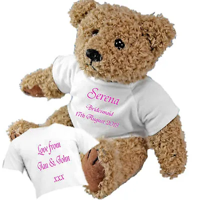 £13.74 • Buy Personalised Teddy Bear For Flower Girl Page Boy Bridesmaid + Option Of Gift Bag