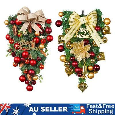 Christmas Wreath Large Balls Bows Front Door Garland Xmas Hanging Decorations AU • $36.09